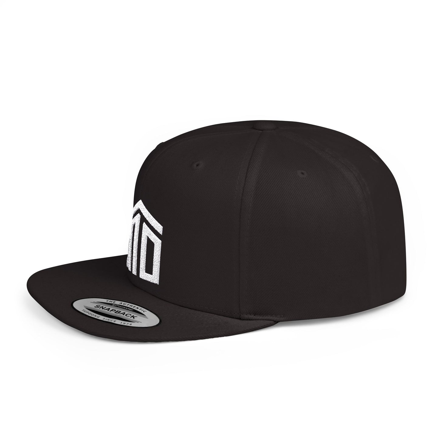 White Logo Premium Flat Bill Snapback Cap